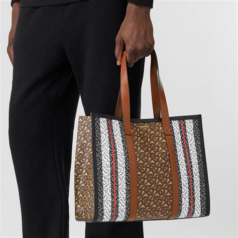 burberry monogram stripe e-canvas tote bag|Burberry Monogram.